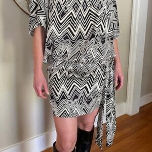 Express Geometric Design Silk Mini Dress